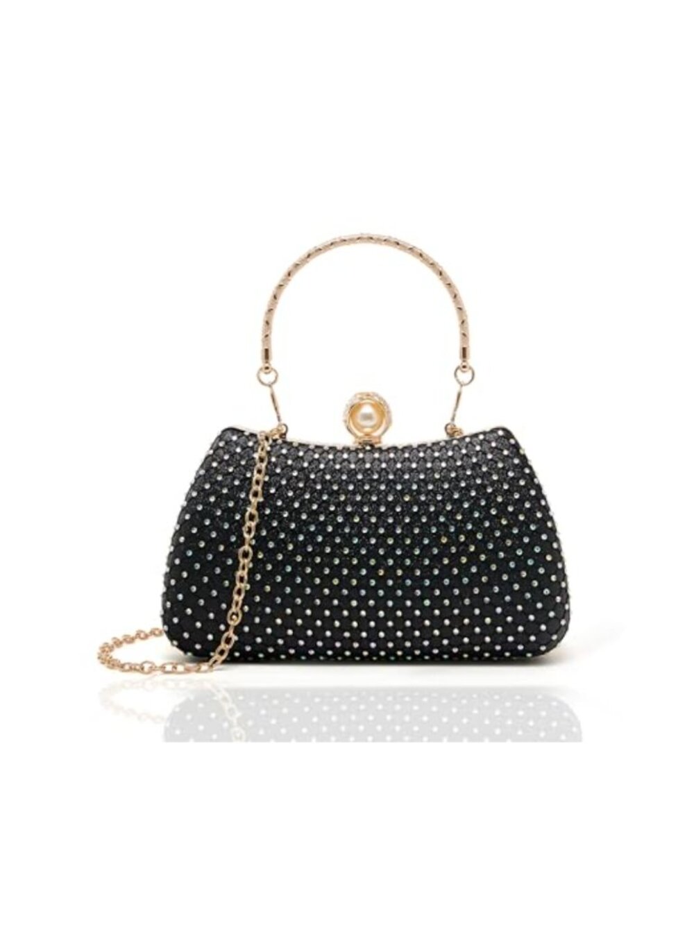 MUDUO Women's Pearl Clutch Evening Bag Crossbody Shoulder Handbag Wedding Party